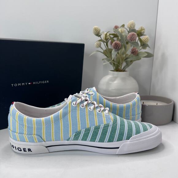 Tommy Hilfiger Pallet 5 Sneakers Green Multi Texture Stripe Men's 10.5M NWB - Picture 7 of 10